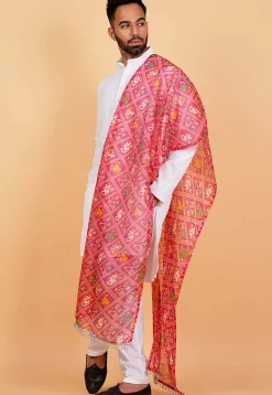 Patola Printed Kota Silk Men Dupatta in Fuchsia