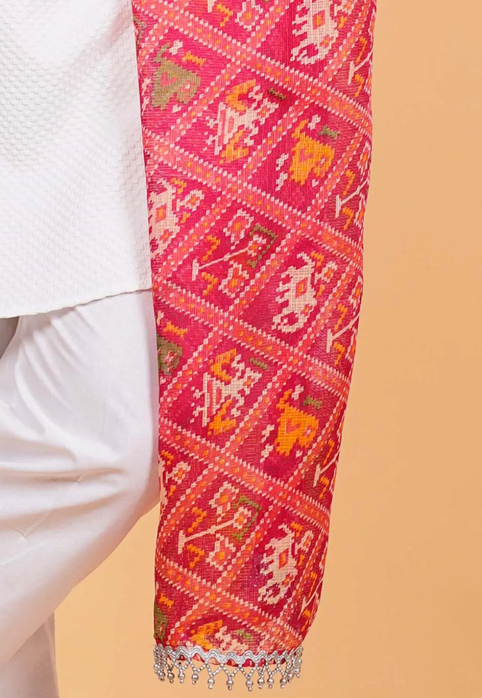 Patola Printed Kota Silk Men Dupatta in Fuchsia