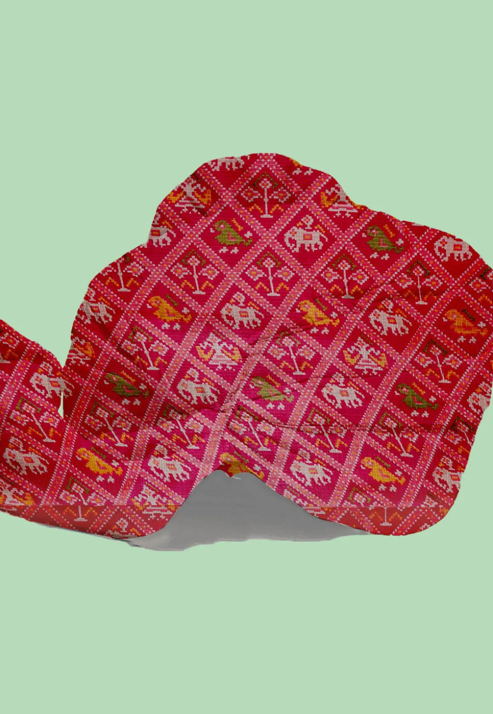 Patola Printed Kota Silk Kids Turban in Fuchsia
