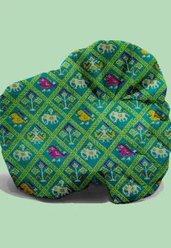 Patola Printed Kota Silk Kids Turban in Sea Green