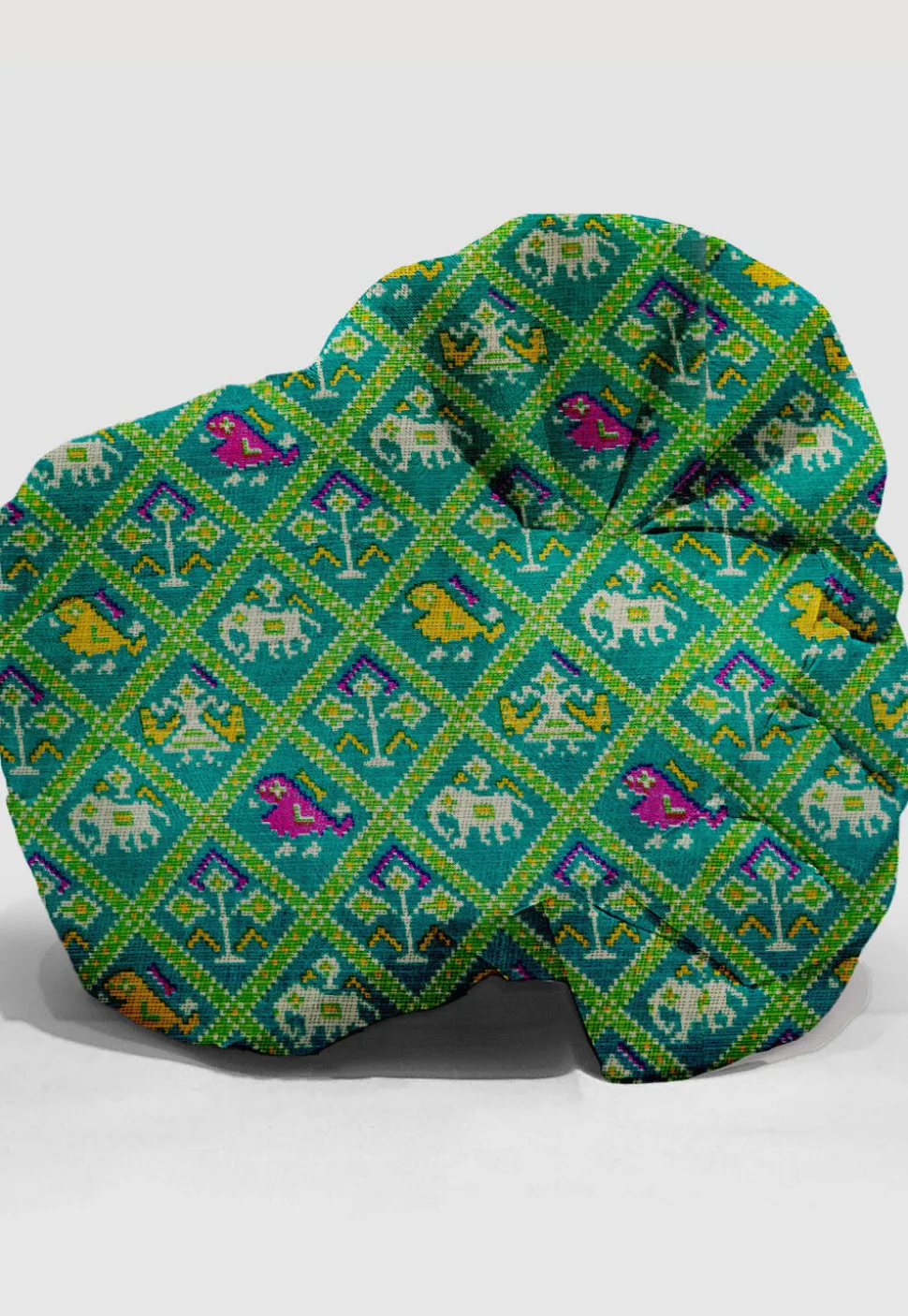 Patola Printed Kota Silk Unisex Turban in Sea Green