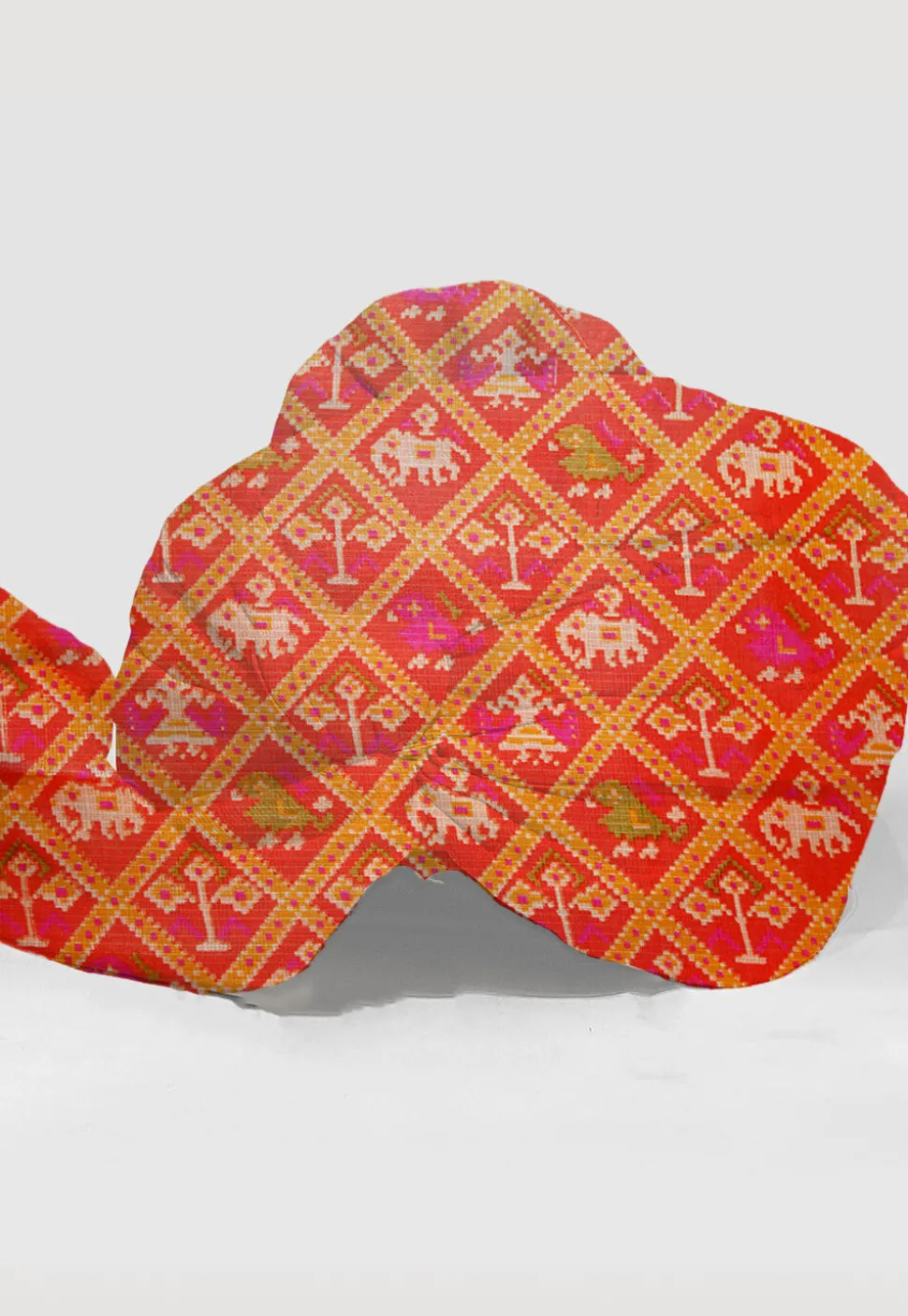 Patola Printed Kota Silk Unisex Turban in Orange