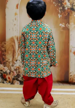 Patola Printed Pure Cotton Kurta Set in Dark Green
