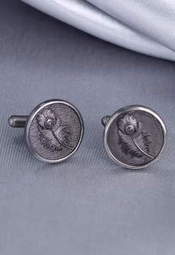 Peacock Grace Metallic Cufflink Pair