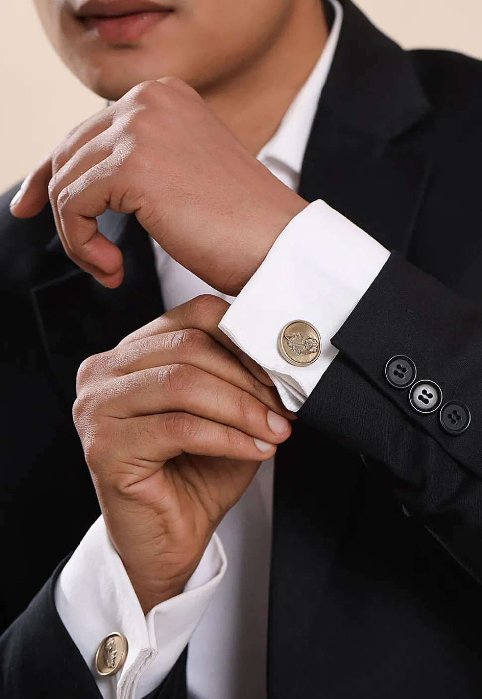 Peacock Grace Metallic Cufflink Pair