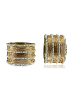 Pearl Bangles Set in Golden and White