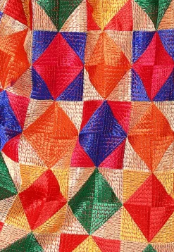 Phulkari Embroidered Cotton Dupatta in Multicolor