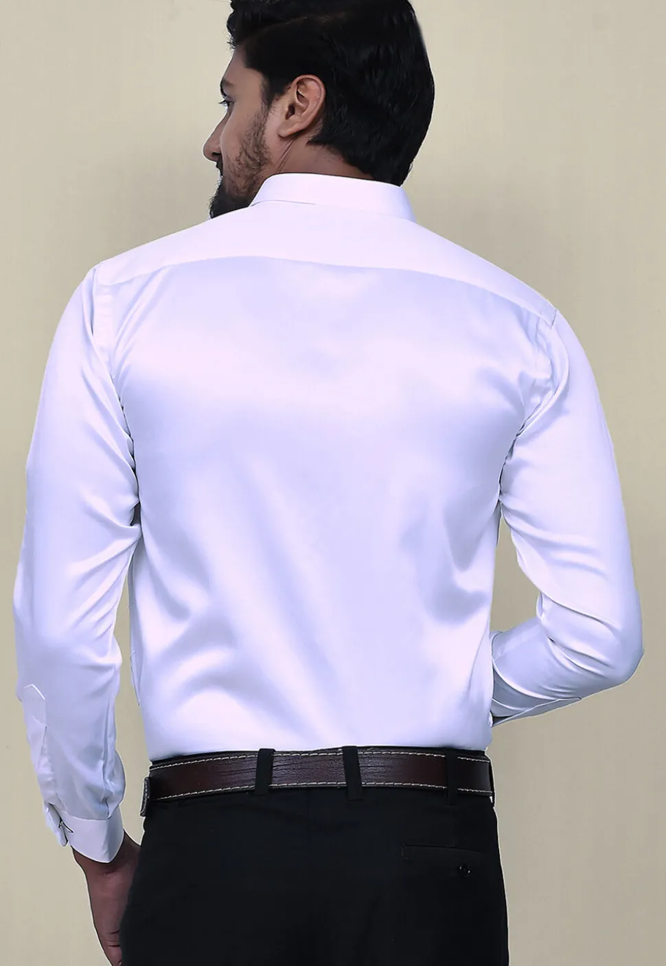 Pintucks Cotton Silk Shirt in White