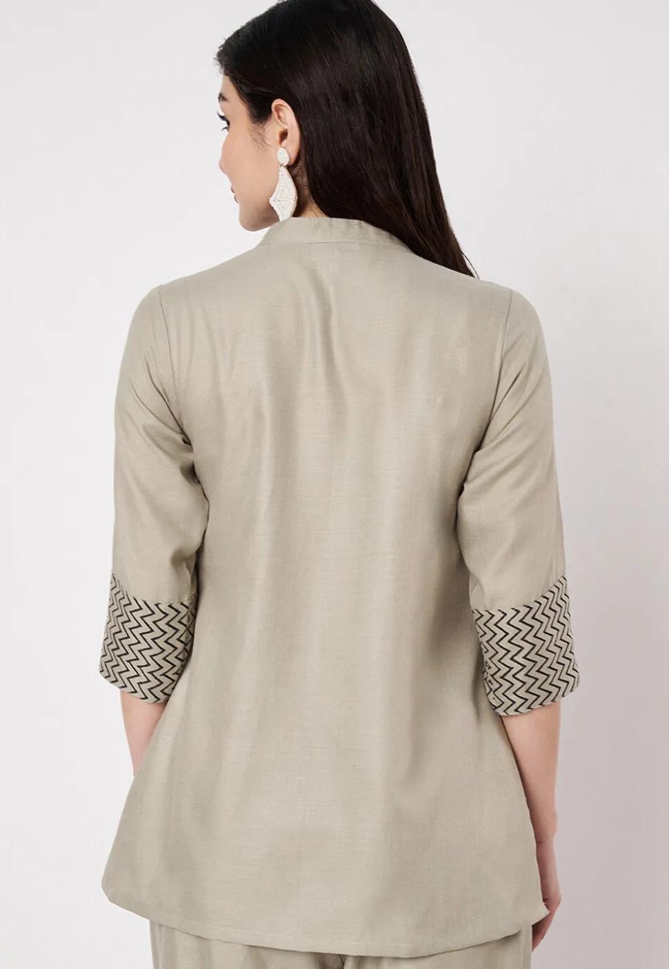 Pintucks Cotton Top in Light Grey