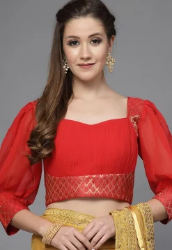 Pintucks Georgette Blouse in Red