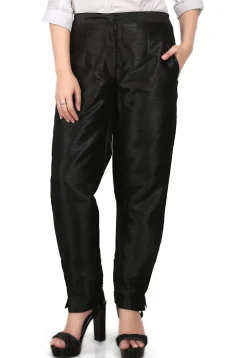 Plain Art Dupion Silk Trouser in Black