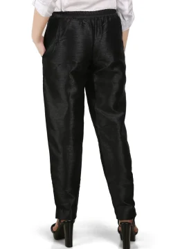 Plain Art Dupion Silk Trouser in Black