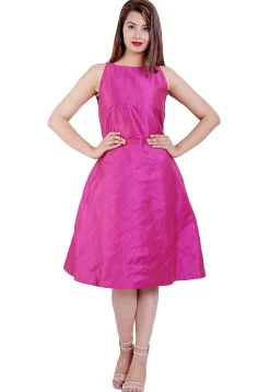 Plain Art Silk A Line Kurta Set in Pink