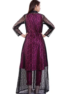 Plain Art Silk A Line Kurta Set in Pink