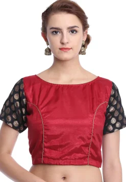 Plain Art Silk Blouse in Maroon