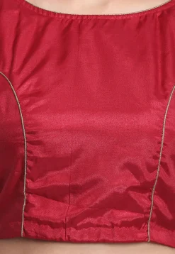 Plain Art Silk Blouse in Maroon