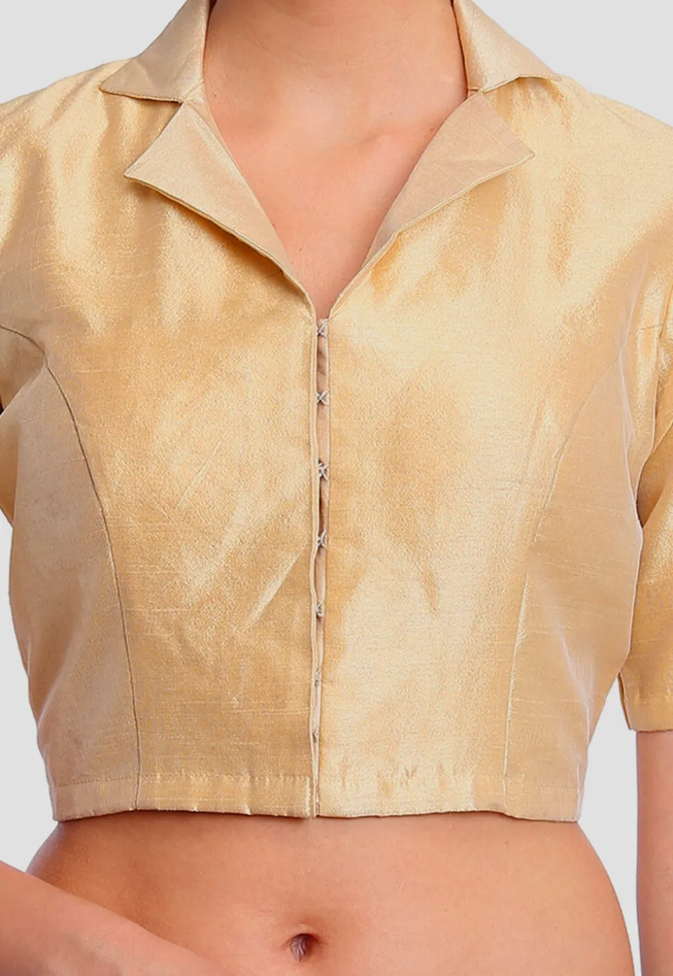 Plain Art Silk Blouse in Beige