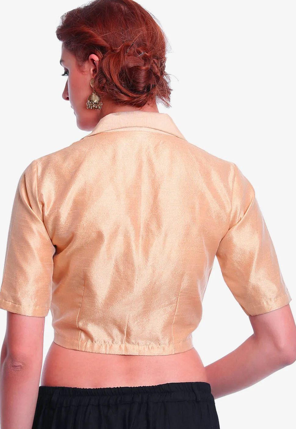 Plain Art Silk Blouse in Beige