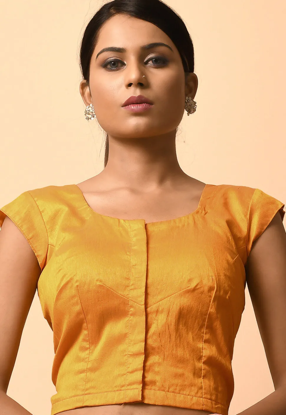 Plain Art Silk Blouse in Orange