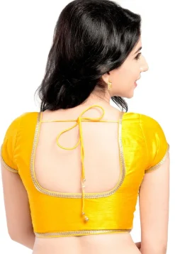 Plain Art Silk Blouse in Yellow