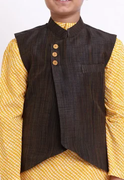 Plain Art Silk Jacket in Brown