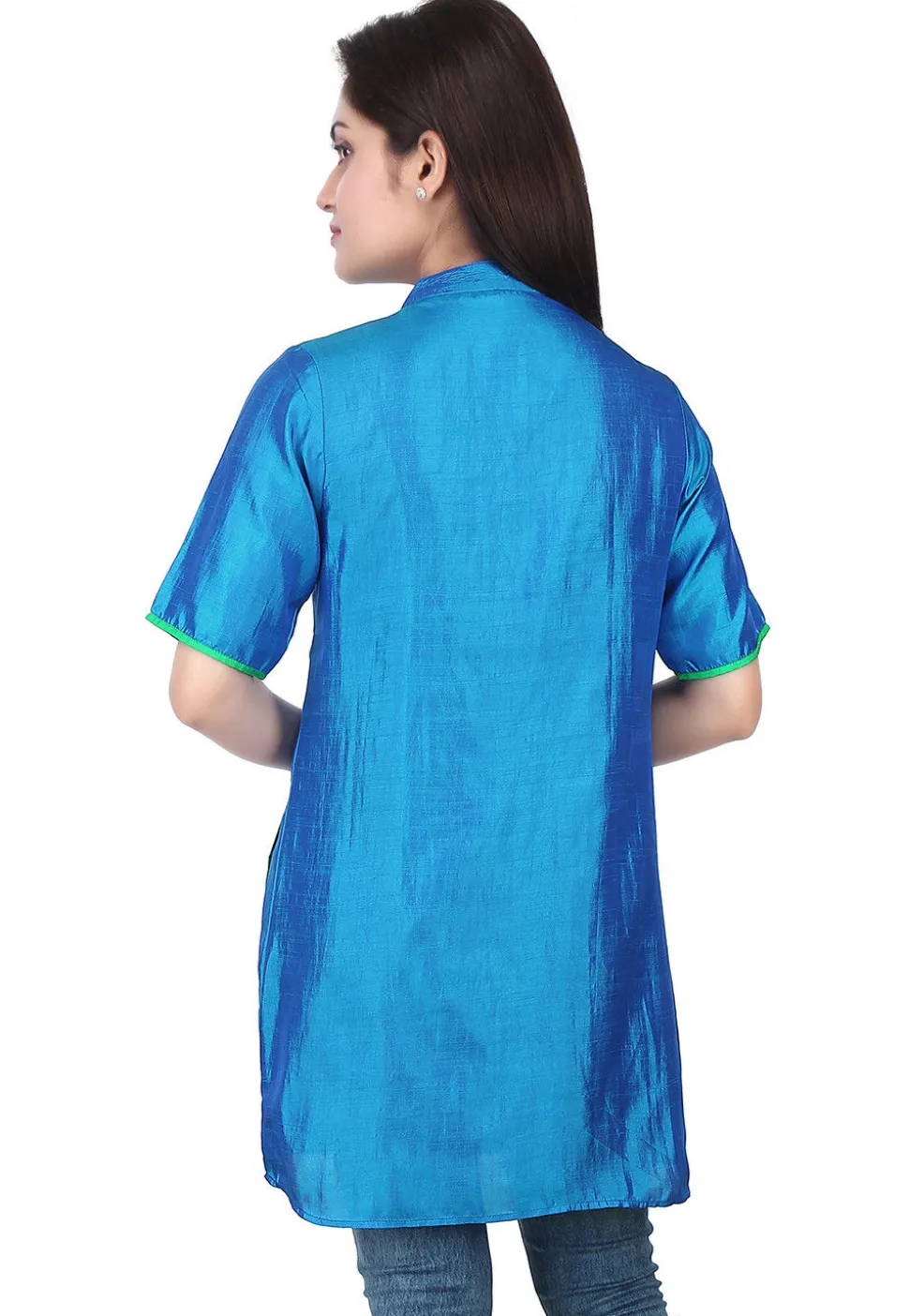Plain Art Silk Kurti in Blue