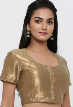 Plain Art Silk Shimmer Blouse in Antique