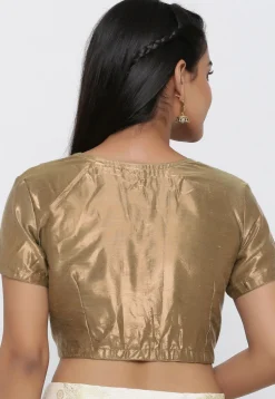 Plain Art Silk Shimmer Blouse in Antique