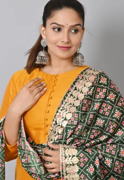 Plain Art Silk Straight Suit with Patola Dupatta in Mustard