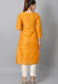 Plain Art Silk Straight Suit with Patola Dupatta in Mustard