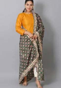 Plain Art Silk Straight Suit with Patola Dupatta in Mustard