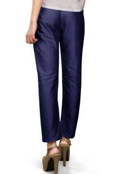 Plain Art Silk Trouser in Navy Blue