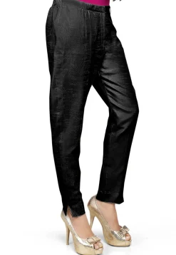 Plain Art Silk Trouser in Black