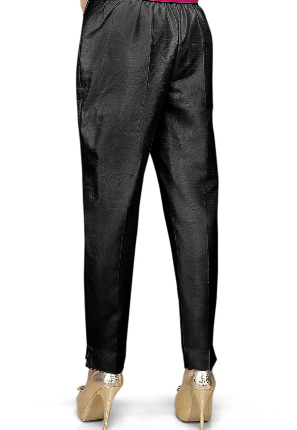 Plain Art Silk Trouser in Black