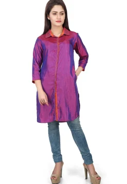 Plain Art Silk Tunic in Purple
