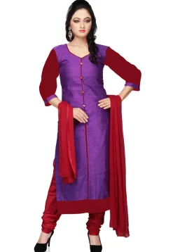Plain Bhagalpuri Silk Straight Suit in Purple