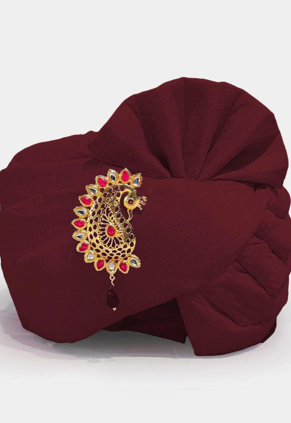 Plain Chanderi Cotton Turban in Maroon