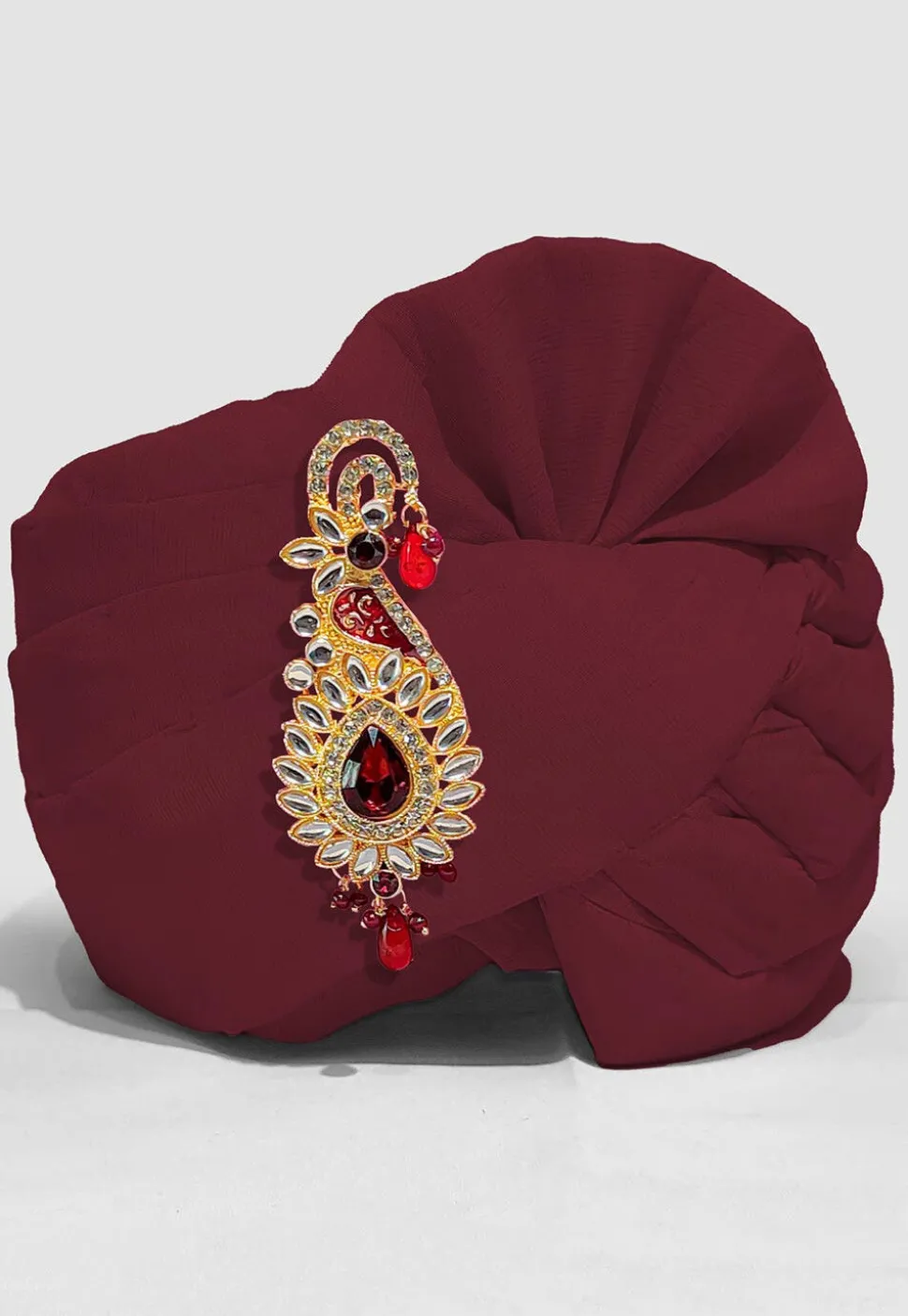 Plain Chanderi Cotton Turban in Maroon