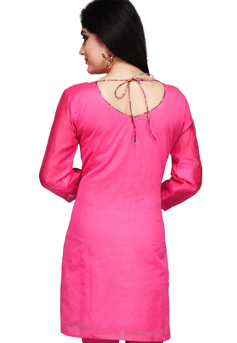 Plain Chanderi Kurti in Fuchsia