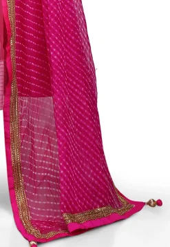 Plain Chanderi Silk Anarkali Suit in Pink