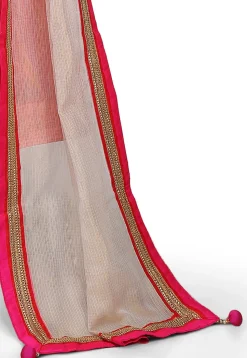 Plain Chanderi Silk Anarkali Suit in Peach