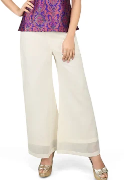 Plain Chanderi Silk Palazzo in Off White