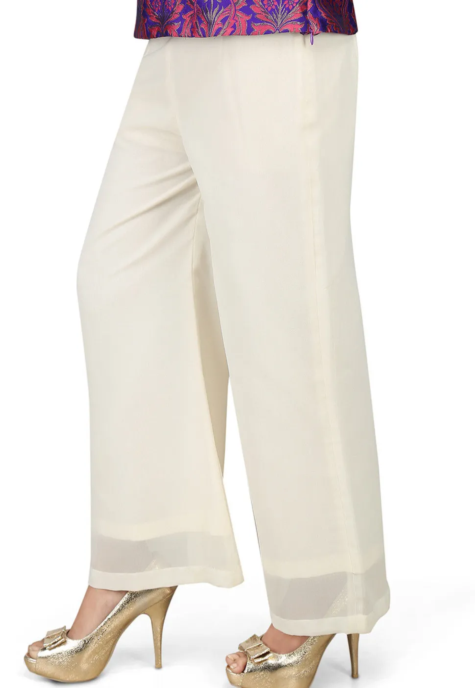 Plain Chanderi Silk Palazzo in Off White