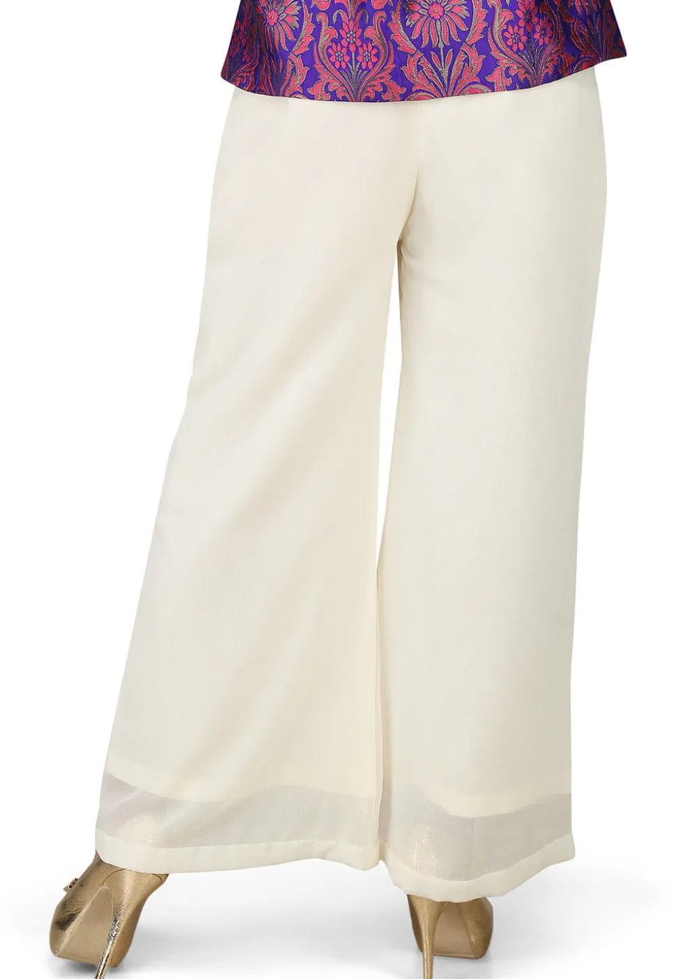 Plain Chanderi Silk Palazzo in Off White