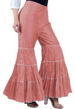 Plain Chanderi Silk Sharara in Peach