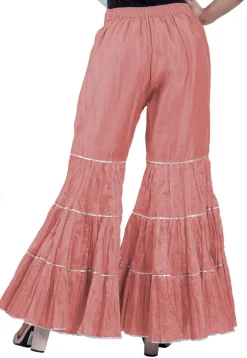 Plain Chanderi Silk Sharara in Peach