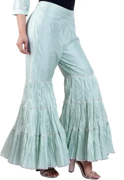 Plain Chanderi Silk Sharara in Sky Blue