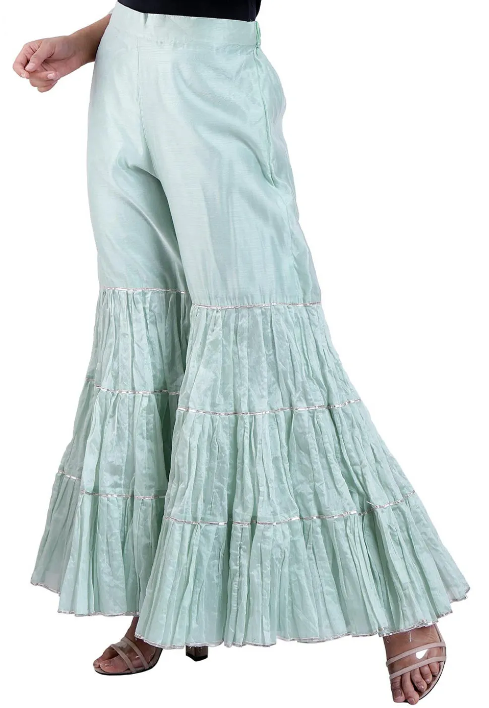 Plain Chanderi Silk Sharara in Sky Blue