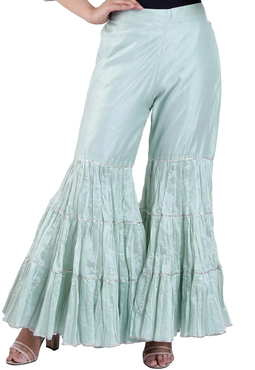 Plain Chanderi Silk Sharara in Sky Blue