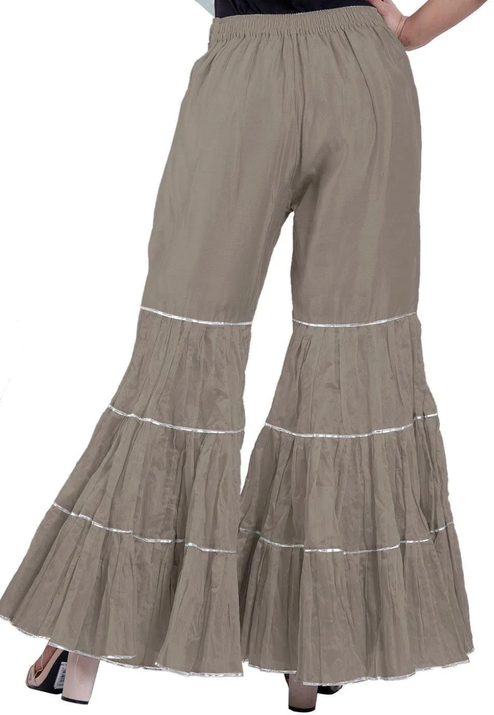 Plain Chanderi Silk Sharara in Grey